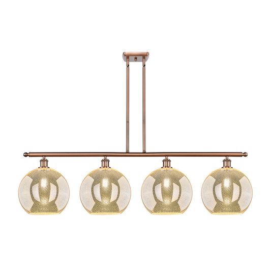 Innovations Athens 50in 4-Light Island Light | Industrial Antique Copper Steel and Mercury Glass | Kitchen Island & Dining Room | Model 516-4I-AC-G128-12
