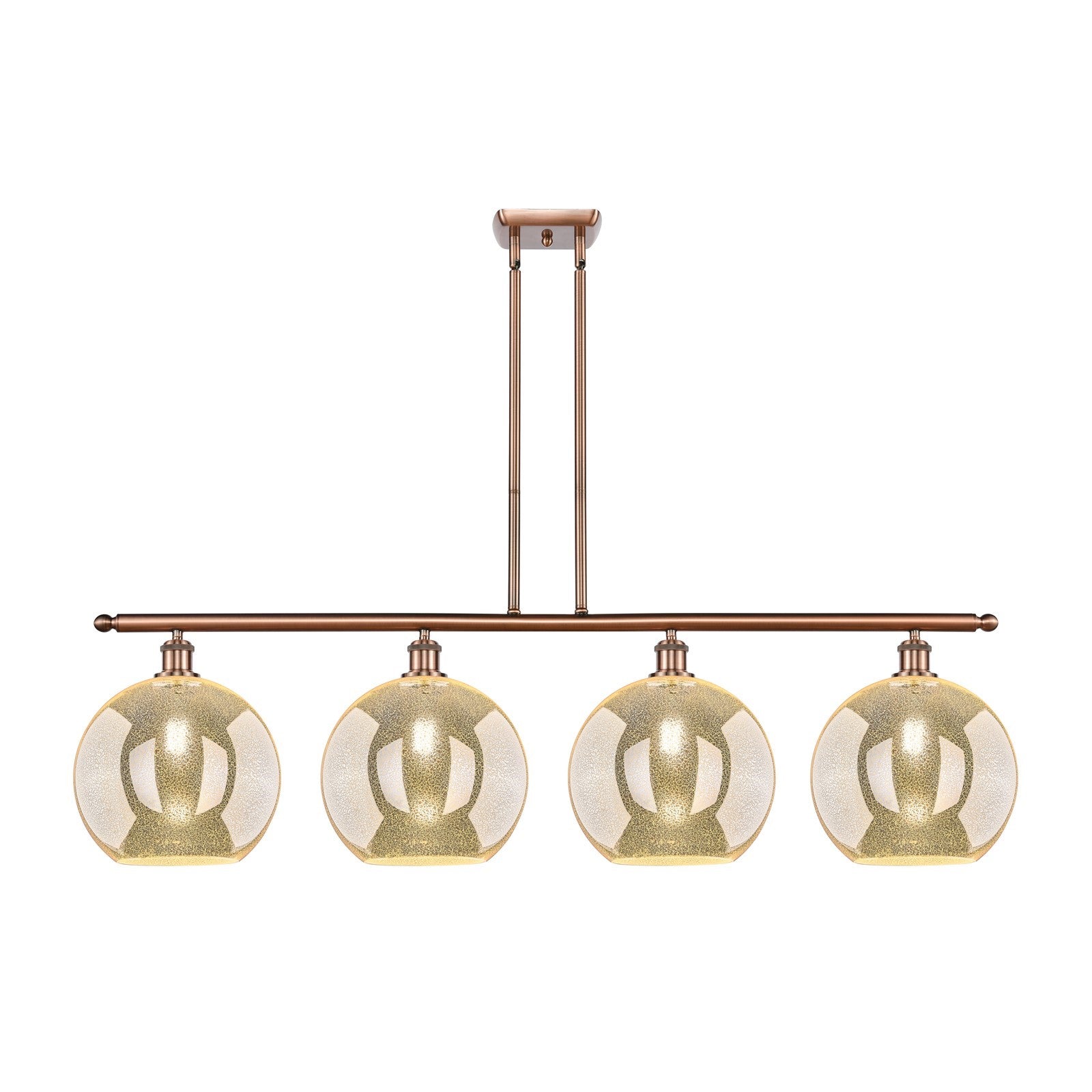 Innovations Athens 50in 4-Light Island Light | Industrial Antique Copper Steel and Mercury Glass | Kitchen Island & Dining Room | Model 516-4I-AC-G128-12