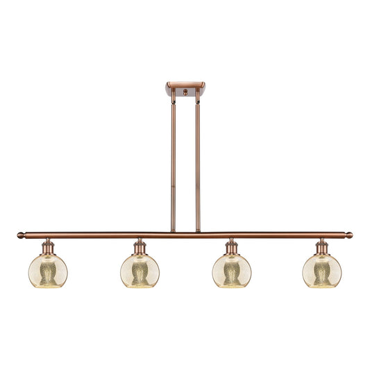 Innovations Athens 48in 4-Light Island Light | Industrial Antique Copper Steel and Mercury Glass | Kitchen Island & Dining Room | Model 516-4I-AC-G128-6