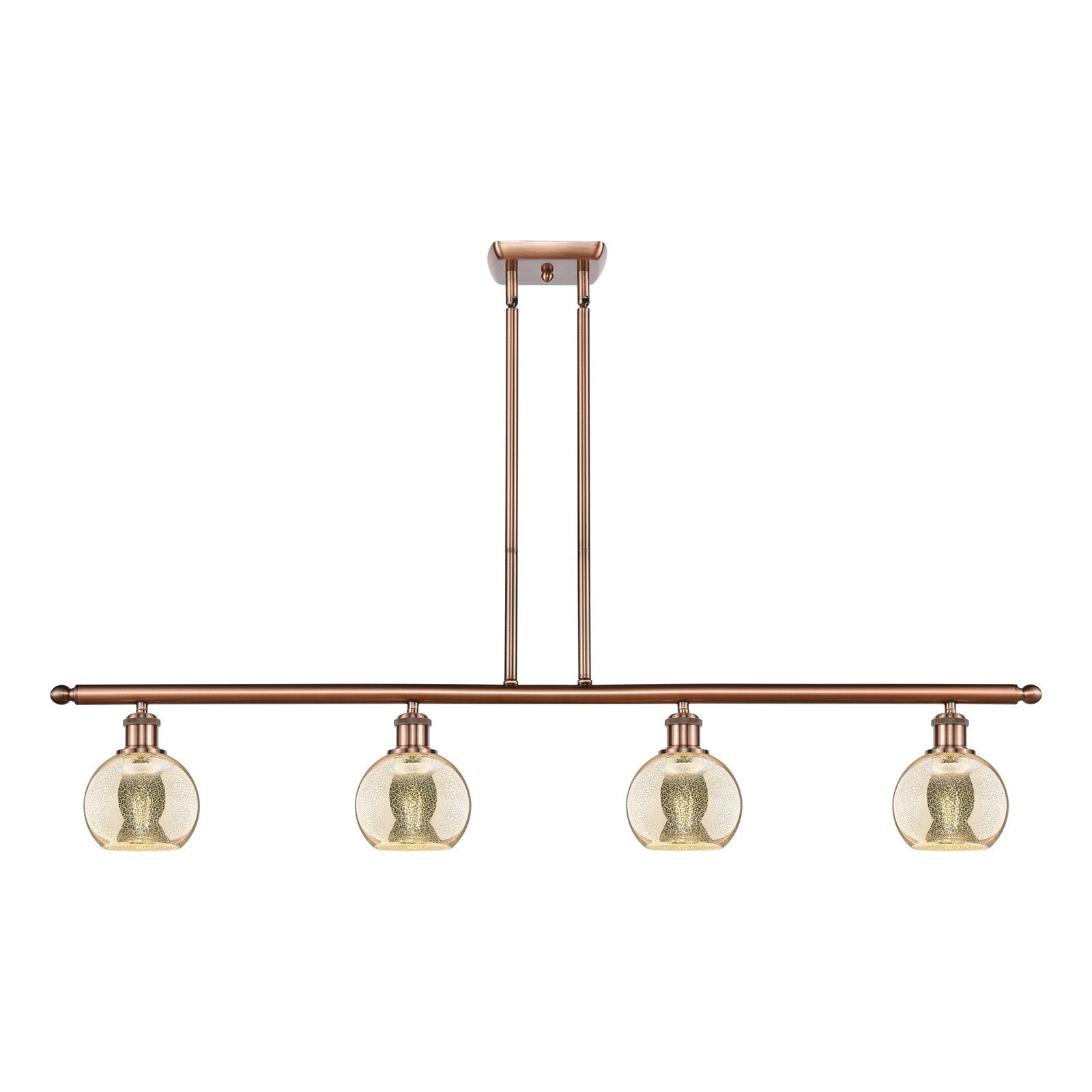 Innovations Athens 48in 4-Light Island Light | Industrial Antique Copper Steel and Mercury Glass | Kitchen Island & Dining Room | Model 516-4I-AC-G128-6