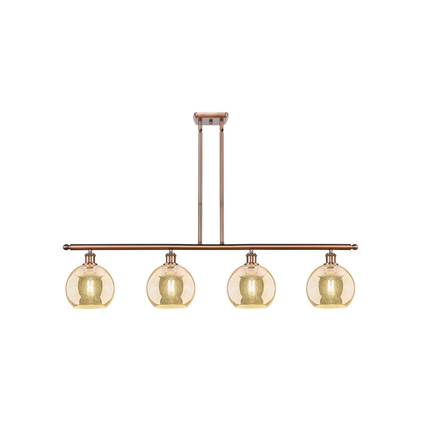 Innovations Athens 48in 4-Light Island Light | Industrial Antique Copper Steel and Mercury Glass | Kitchen Island & Dining Room | Model 516-4I-AC-G128-8