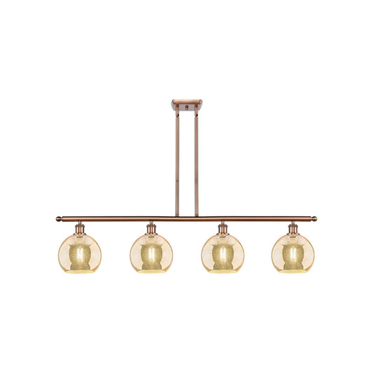 Innovations Athens 48in 4-Light Island Light | Industrial Antique Copper Steel and Mercury Glass | Kitchen Island & Dining Room | Model 516-4I-AC-G128-8