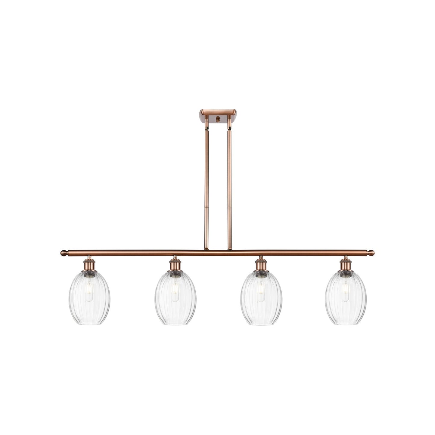 Innovations Preston Bulb 48in 4-Light Island Light | Industrial Antique Copper and Clear Glass | Kitchen Island & Dining Room | Model 516-4I-AC-G459-6CL