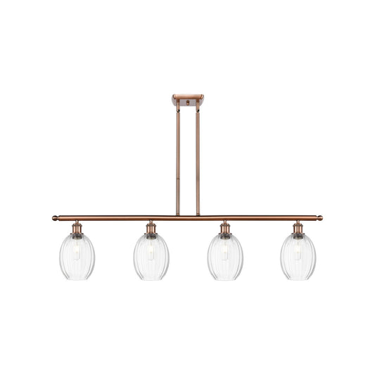 Innovations Preston Bulb 48in 4-Light Island Light | Industrial Antique Copper and Clear Glass | Kitchen Island & Dining Room | Model 516-4I-AC-G459-6CL