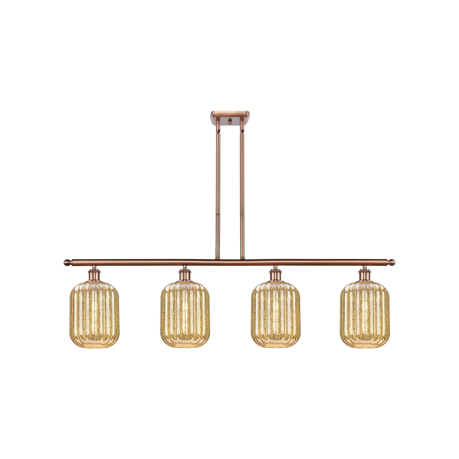Innovations Preston Cylinder 48in 4-Light Island Light | Industrial Antique Copper Steel and Mercury Glass | Kitchen Island & | Model 516-4I-AC-G460-7ME
