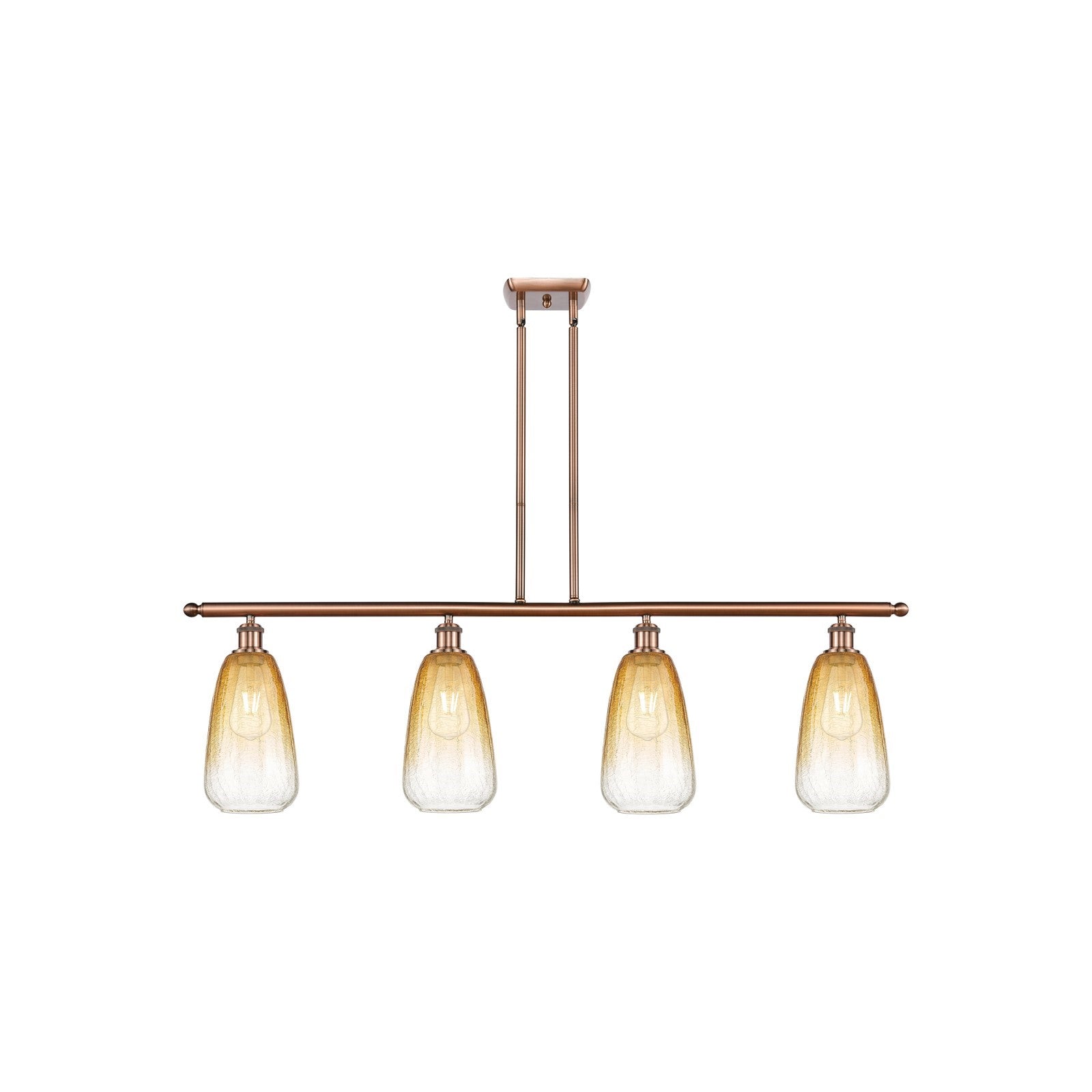 Innovations Brookhaven Almond 48in 4-Light Island Light | Industrial Antique Copper Steel and Amber Glass | Kitchen Island | 48 | Model 516-4I-AC-G480-6AM