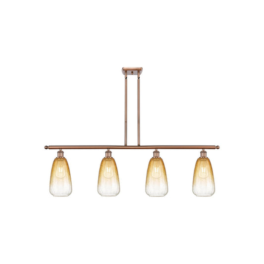 Innovations Brookhaven Almond 48in 4-Light Island Light | Industrial Antique Copper Steel and Amber Glass | Kitchen Island | 48 | Model 516-4I-AC-G480-6AM