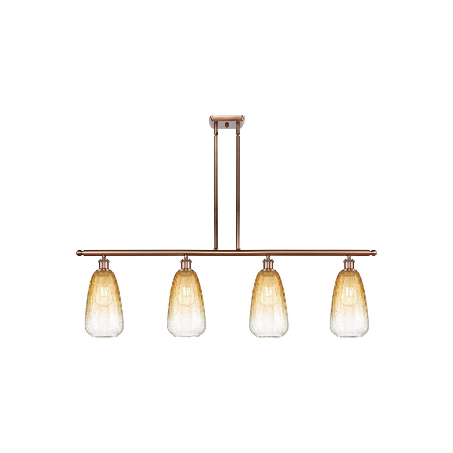 Innovations Brookhaven Almond 48in 4-Light Island Light | Industrial Antique Copper Steel and Amber Glass | Kitchen Island | 48 | Model 516-4I-AC-G480-6AM