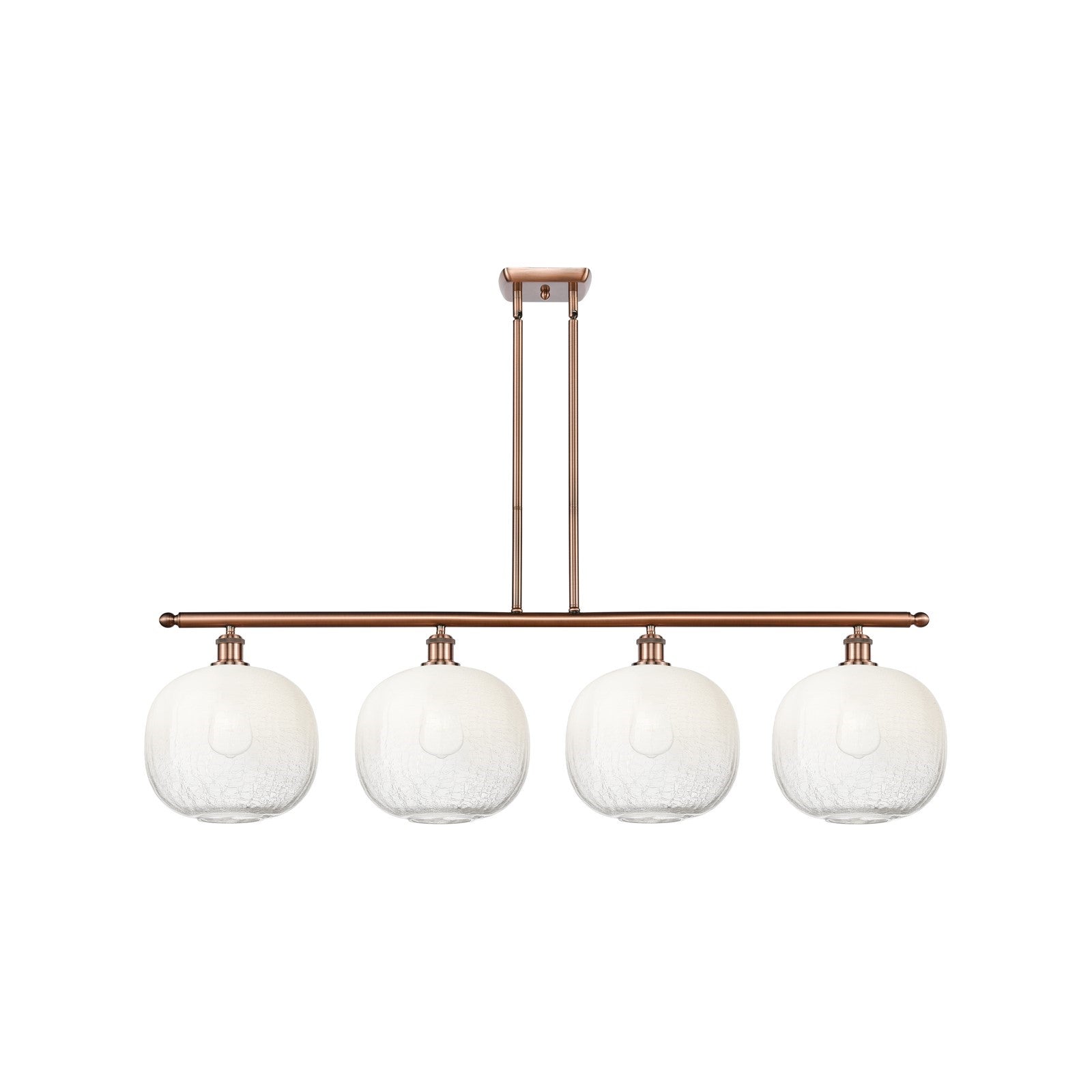 Innovations Brookhaven Sphere 49in 4-Light Island Light | Industrial Antique Copper Steel and Opal Glass | Kitchen Island & | Model 516-4I-AC-G481-10OP