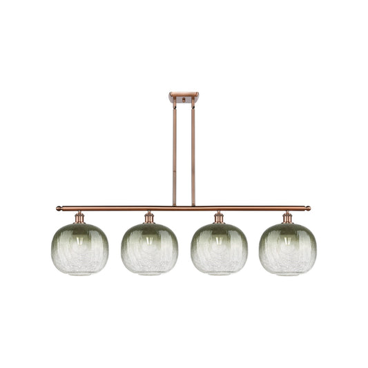 Innovations Brookhaven Sphere 49in 4-Light Island Light | Industrial Antique Copper Steel and Slate Glass | Kitchen Island | Model 516-4I-AC-G481-10SL