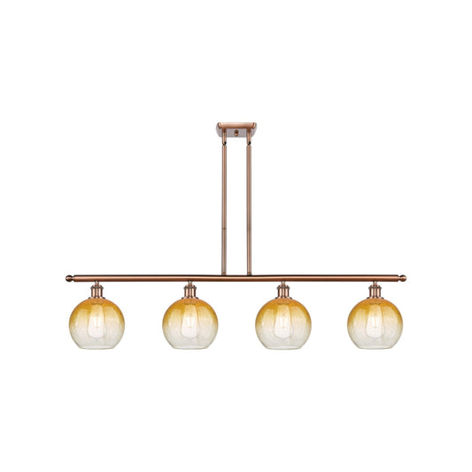 Innovations Brookhaven Globe 48in 4-Light Island Light | Industrial Antique Copper Steel and Amber Glass | Kitchen Island & | Model 516-4I-AC-G483-8AM