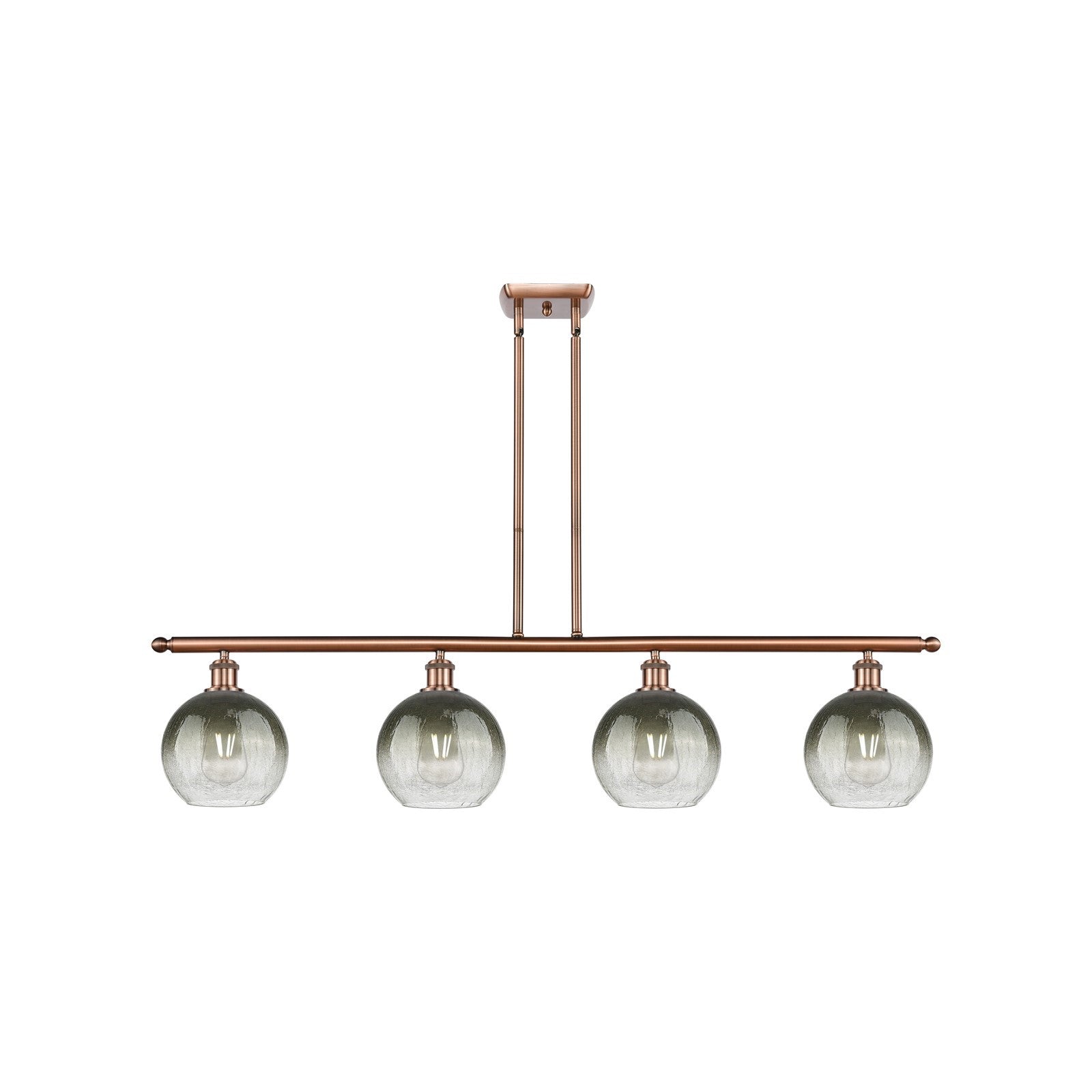 Innovations Brookhaven Globe 48in 4-Light Island Light | Industrial Antique Copper Steel and Slate Glass | Kitchen Island | 48 | Model 516-4I-AC-G483-8SL