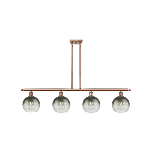 Innovations Brookhaven Globe 48in 4-Light Island Light | Industrial Antique Copper Steel and Slate Glass | Kitchen Island | 48 | Model 516-4I-AC-G483-8SL