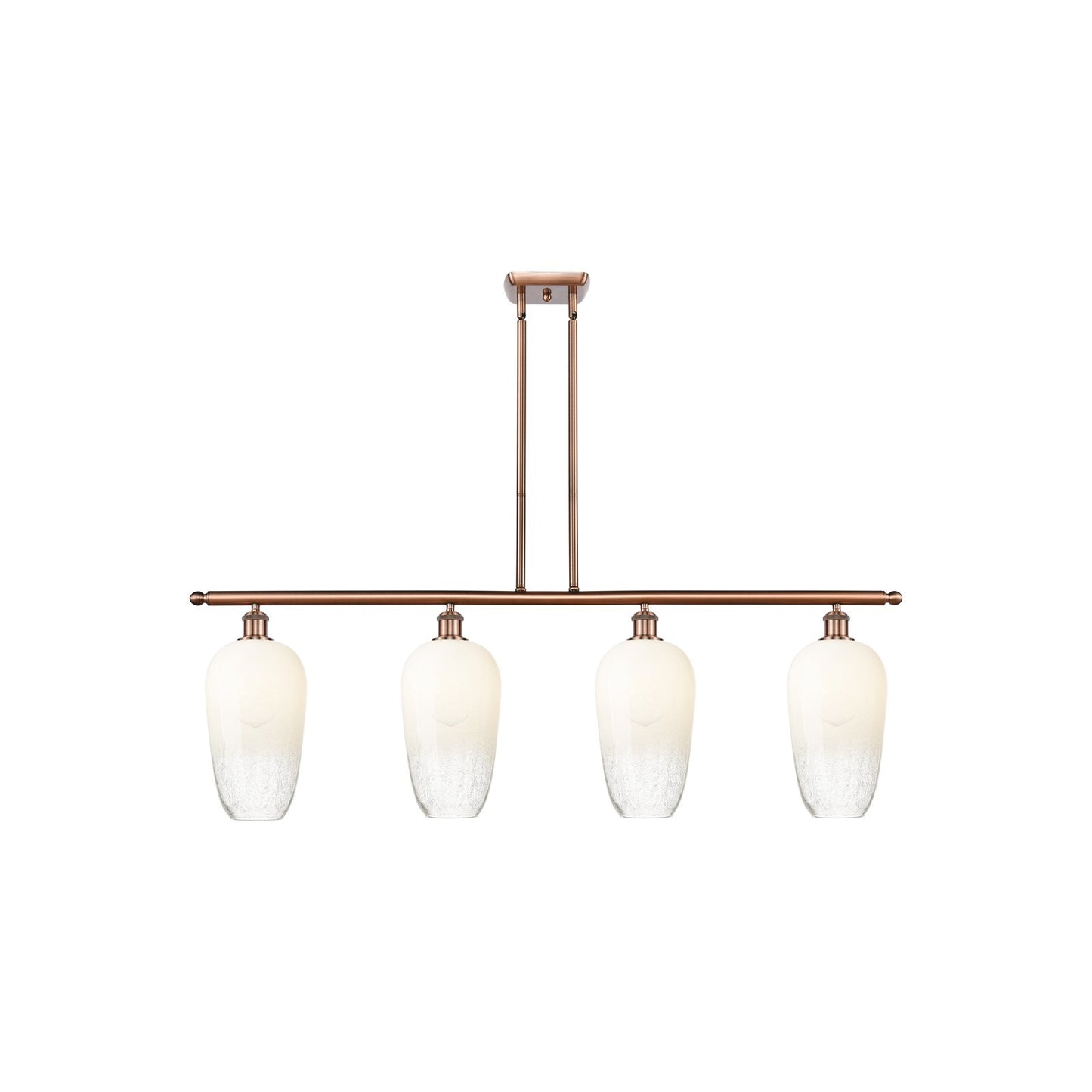 Innovations Brookhaven Flute 48in 4-Light Island Light | Industrial Antique Copper Steel and Opal Glass | Kitchen Island & | Model 516-4I-AC-G484-7OP