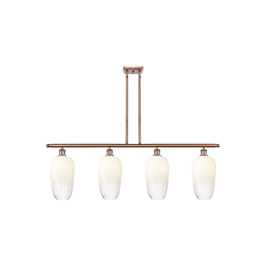 Innovations Brookhaven Flute 48in 4-Light Island Light | Industrial Antique Copper Steel and Opal Glass | Kitchen Island & | Model 516-4I-AC-G484-7OP