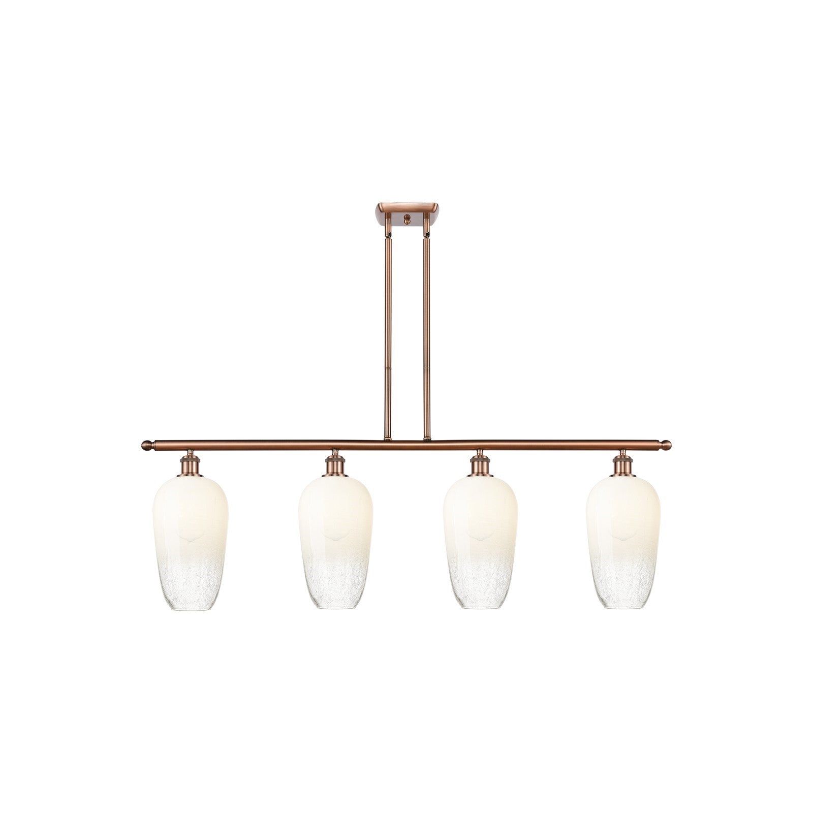Innovations Brookhaven Flute 48in 4-Light Island Light | Industrial Antique Copper Steel and Opal Glass | Kitchen Island & | Model 516-4I-AC-G484-7OP