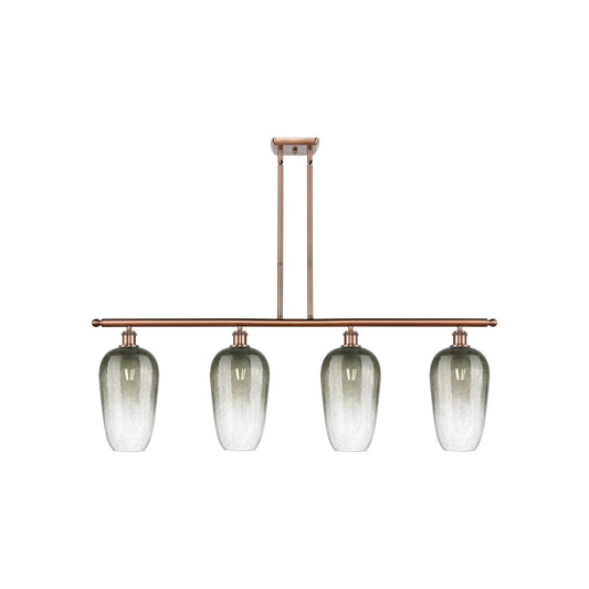 Innovations Brookhaven Flute 48in 4-Light Island Light | Industrial Antique Copper Steel and Slate Glass | Kitchen Island & | Model 516-4I-AC-G484-7SL