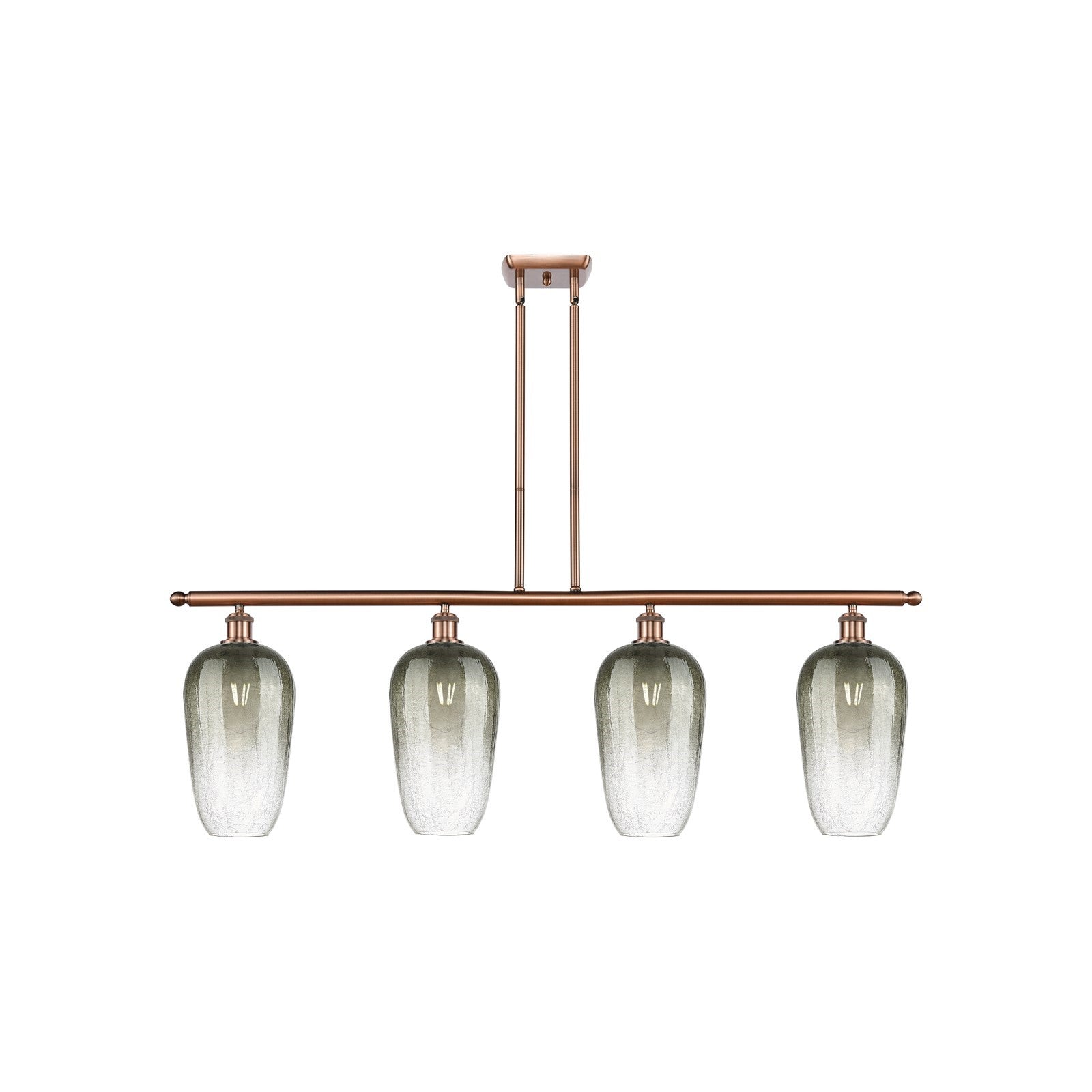 Innovations Brookhaven Flute 48in 4-Light Island Light | Industrial Antique Copper Steel and Slate Glass | Kitchen Island & | Model 516-4I-AC-G484-7SL