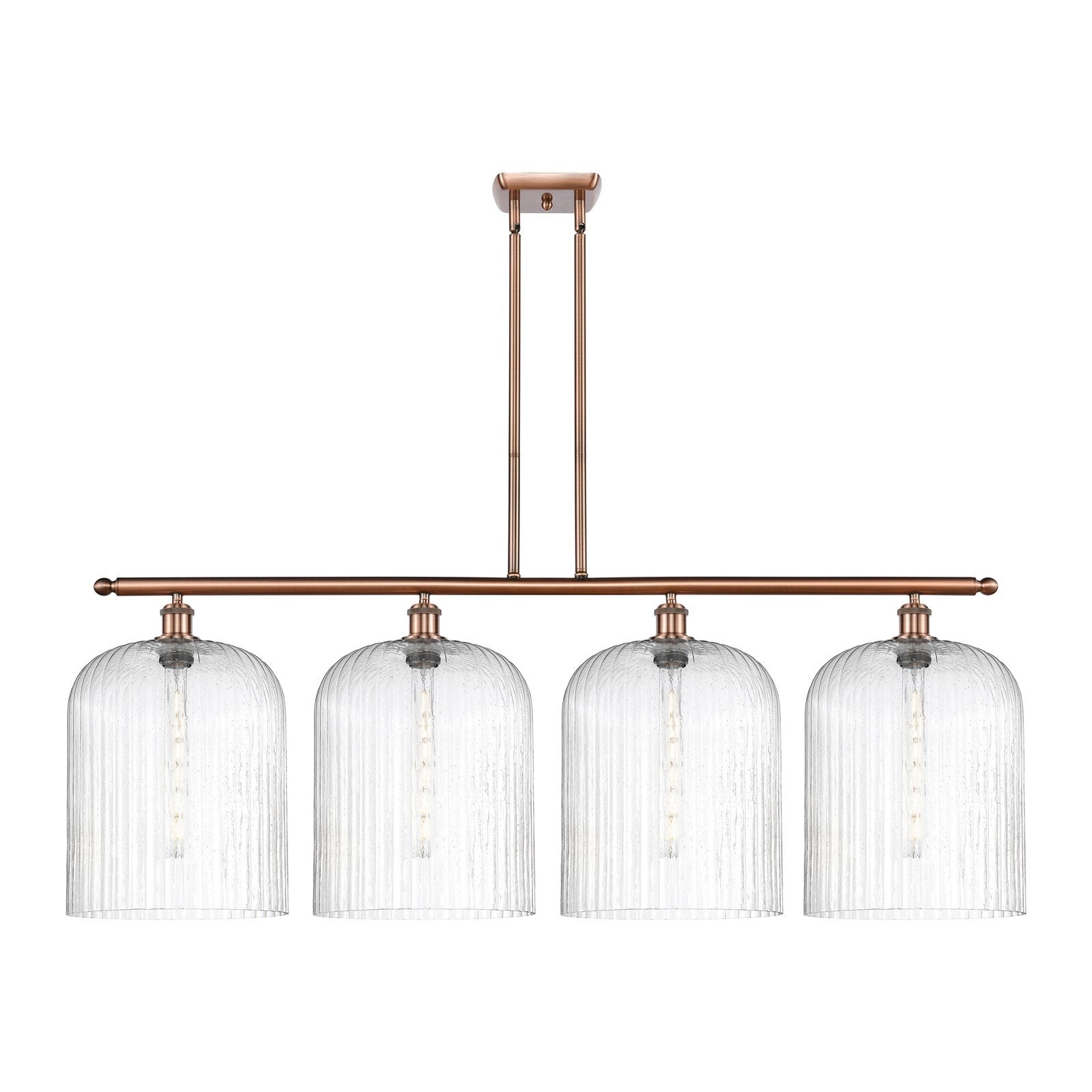 Innovations Bridal Veil 48in 4-Light Island Light | Art Nouveau Antique Copper Steel and Seedy Glass | Kitchen Island & | Model 516-4I-AC-G559-12SDY