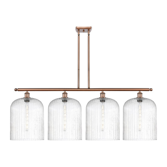 Innovations Bridal Veil 48in 4-Light Island Light | Art Nouveau Antique Copper Steel and Seedy Glass | Kitchen Island & | Model 516-4I-AC-G559-12SDY