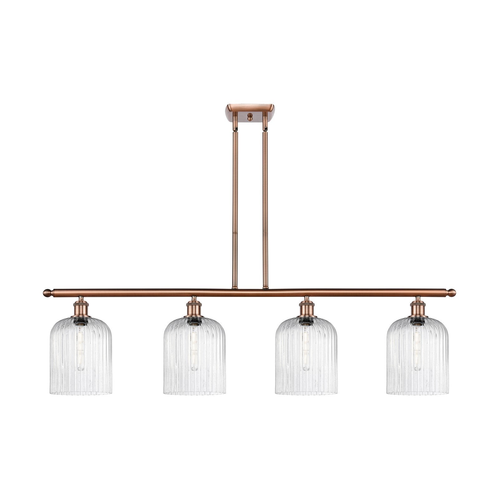 Innovations Bridal Veil 48in 4-Light Island Light | Art Nouveau Antique Copper Steel and Seedy Bell Glass | Kitchen Island | Model 516-4I-AC-G559-8SDY