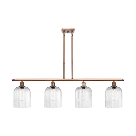 Innovations Bridal Veil 48in 4-Light Island Light | Art Nouveau Antique Copper Steel and Seedy Bell Glass | Kitchen Island | Model 516-4I-AC-G559-8SDY