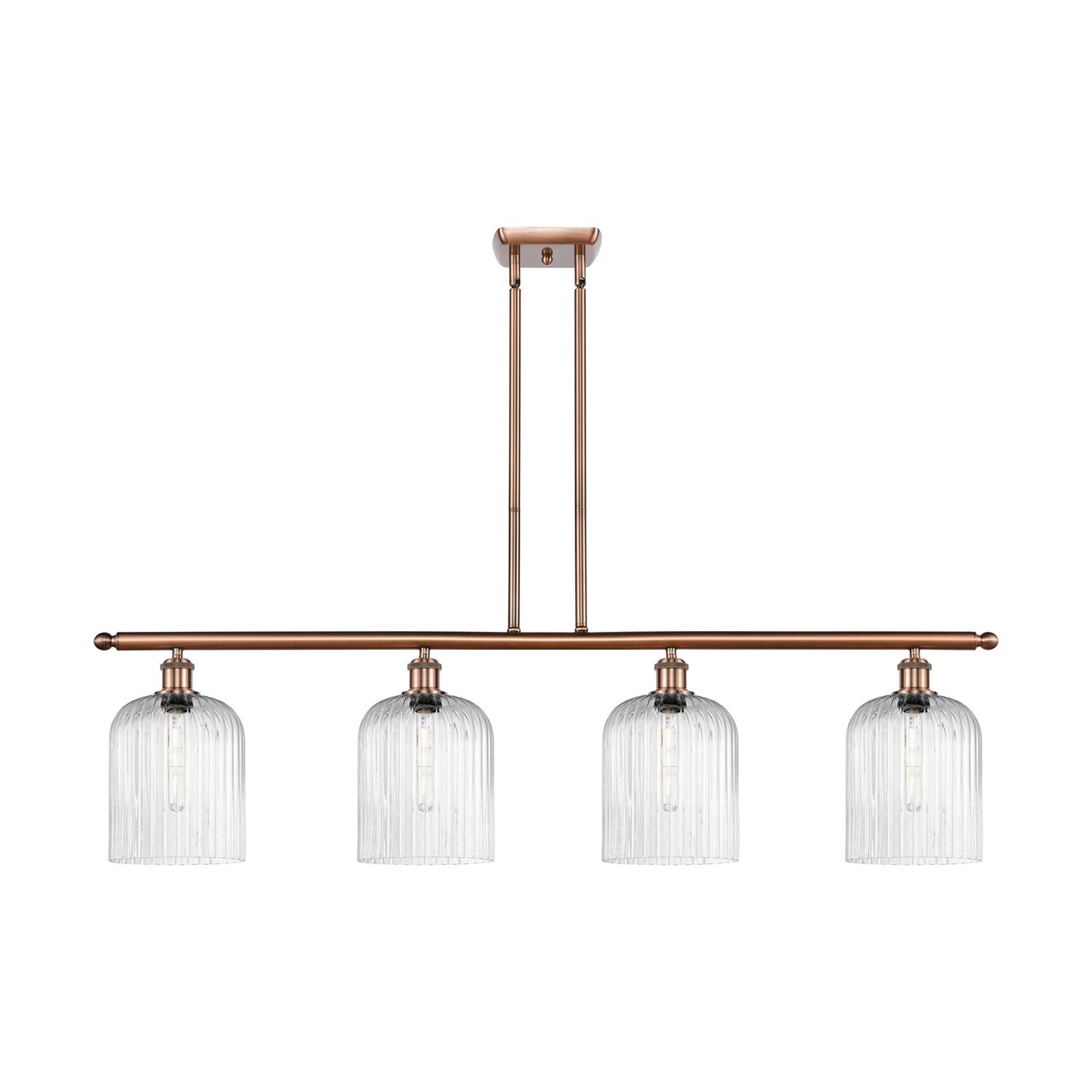 Innovations Bridal Veil 48in 4-Light Island Light | Art Nouveau Antique Copper Steel and Seedy Bell Glass | Kitchen Island | Model 516-4I-AC-G559-8SDY