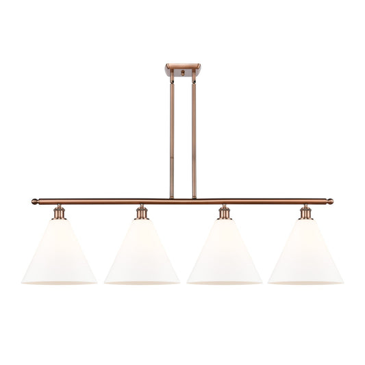 Innovations Berkshire 50in 4-Light Island Light | Industrial Antique Copper Steel and Matte White Glass | Kitchen Island & | Model 516-4I-AC-GBC-121