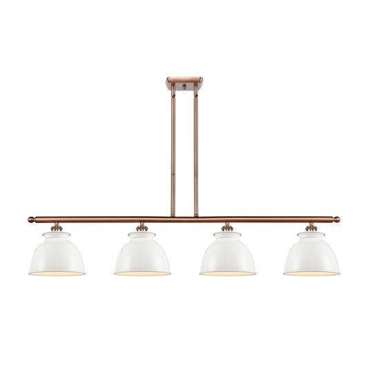 Innovations Adirondack 48in 4-Light Island Light | Industrial Farmhouse Antique Copper Steel and Glossy White Metal | Kitchen | Model 516-4I-AC-M14-W-LED