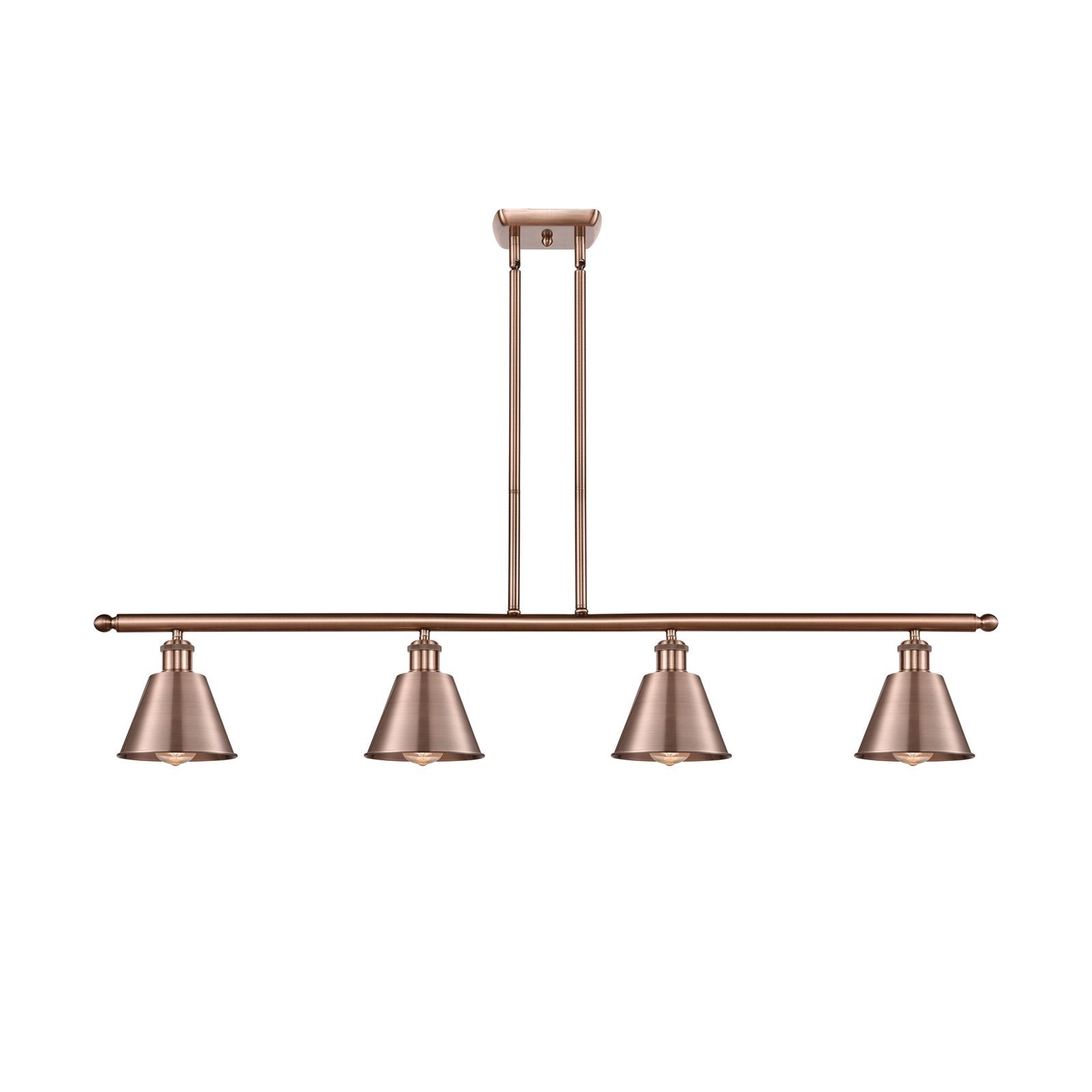 Innovations Smithfield 48in 4-Light Island Light | Industrial Antique Copper Steel and Antique Copper Metal | Kitchen Island | 48 | Model 516-4I-AC-M8-LED