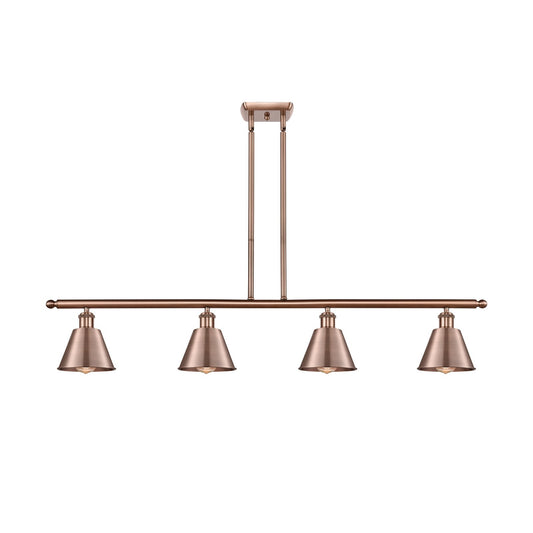Innovations Smithfield 48in 4-Light Island Light | Industrial Antique Copper Steel and Antique Copper Metal | Kitchen Island | 48 | Model 516-4I-AC-M8-LED