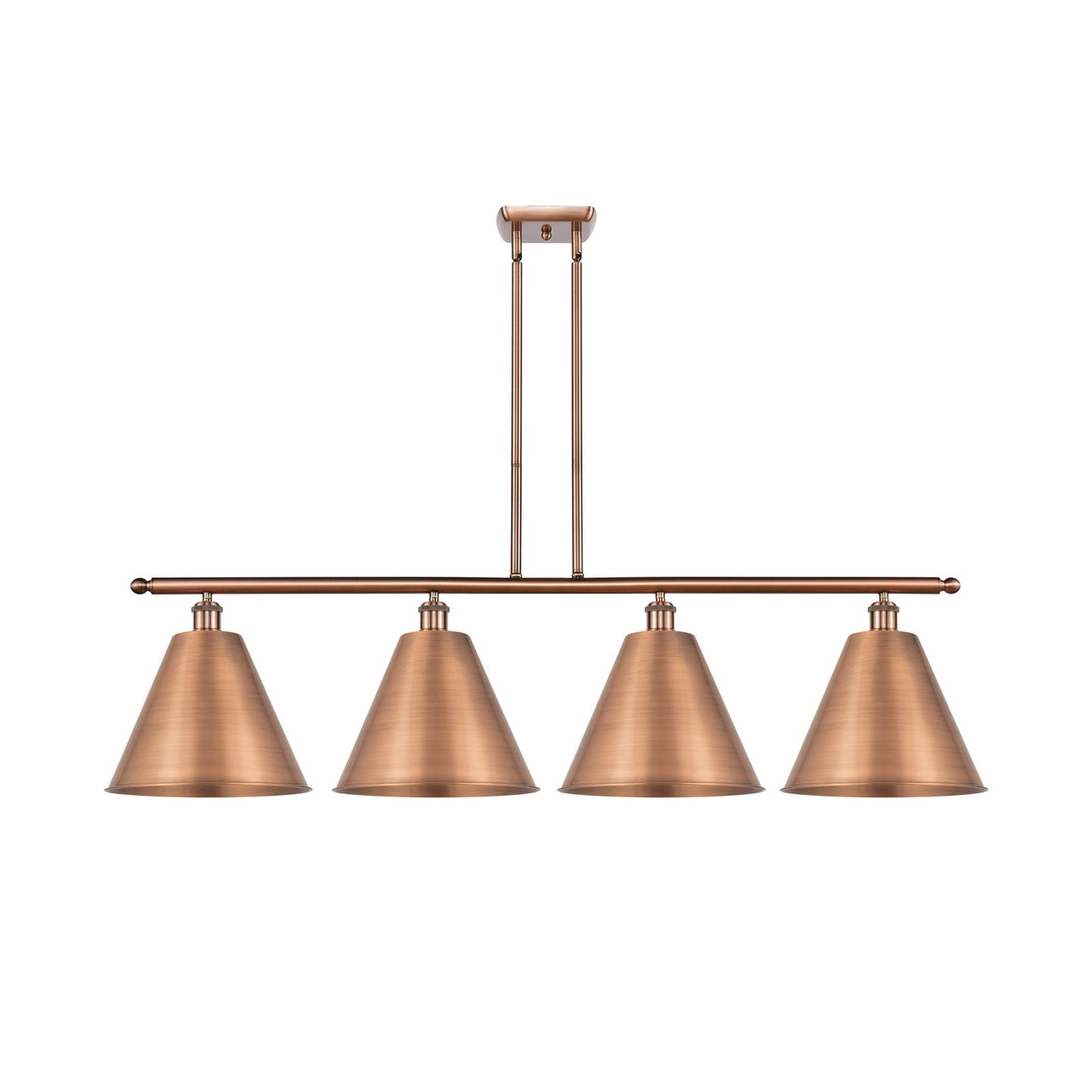 Innovations Berkshire 50in 4-Light Island Light | Industrial Antique Copper Steel and Cast Brass Metal | Kitchen Island & | Model 516-4I-AC-MBC-12-AC