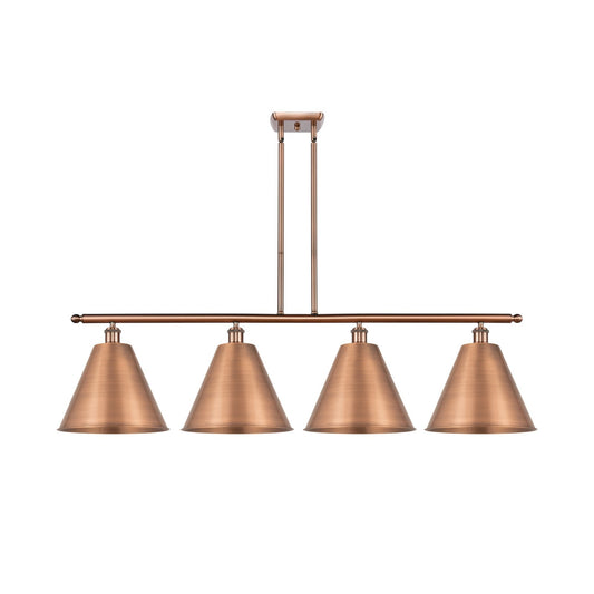 Innovations Berkshire Metal 50in 4-Light Island Light | Industrial Antique Copper Steel and Antique Copper Metal Shade | Model 516-4I-AC-MBC-12-AC-LED
