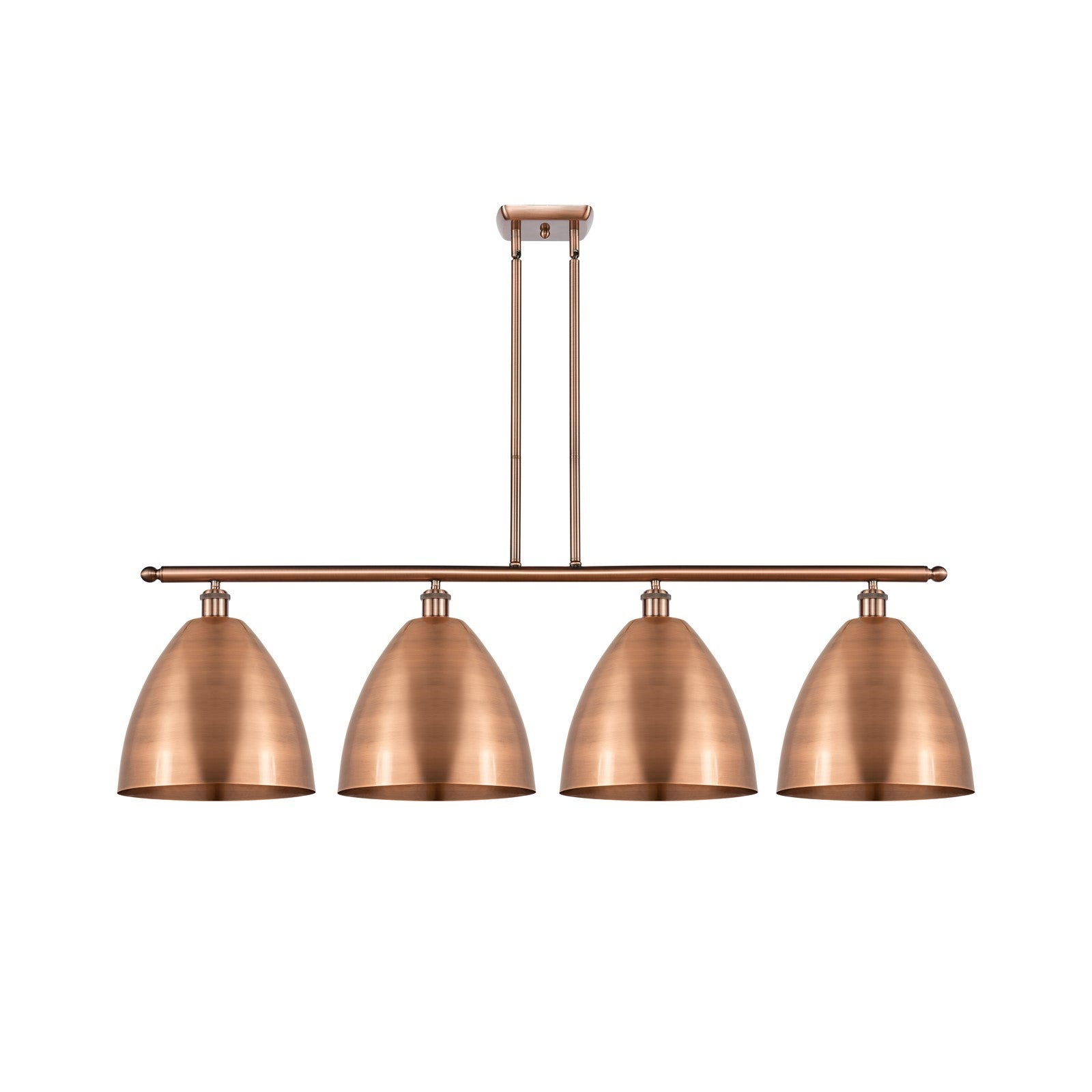 Innovations Bristol 50in 4-Light Island Light | Industrial Farmhouse Antique Copper Steel and Cast Brass with Antique | Model 516-4I-AC-MBD-12-AC-LED