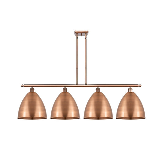 Innovations Bristol 50in 4-Light Island Light | Industrial Farmhouse Antique Copper Steel and Cast Brass with Antique | Model 516-4I-AC-MBD-12-AC-LED
