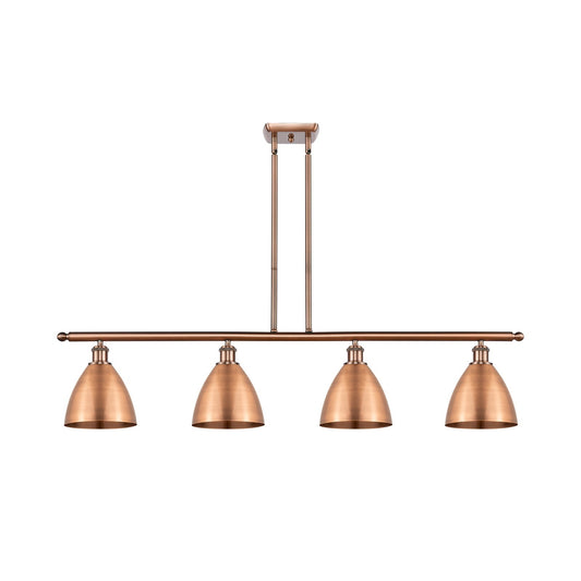 Innovations Bristol 48in 4-Light Island Light | Industrial Antique Copper Steel and Cast Brass with Antique Copper Metal | Model 516-4I-AC-MBD-75-AC-LED