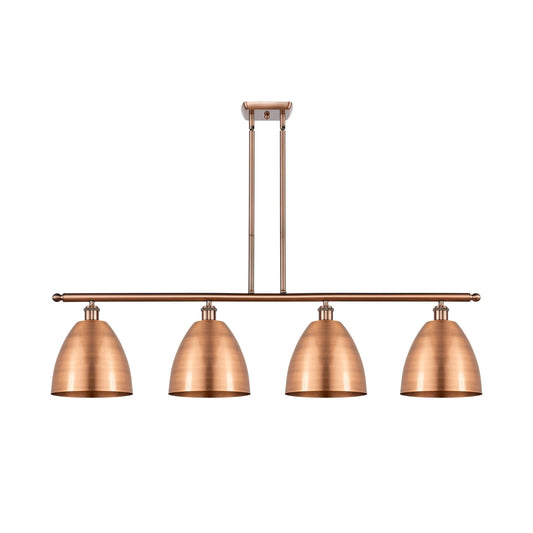 Innovations Bristol 48in 4-Light Island Light | Industrial Antique Copper Steel and Cast Brass with Antique Copper Metal Shade | Model 516-4I-AC-MBD-9-AC