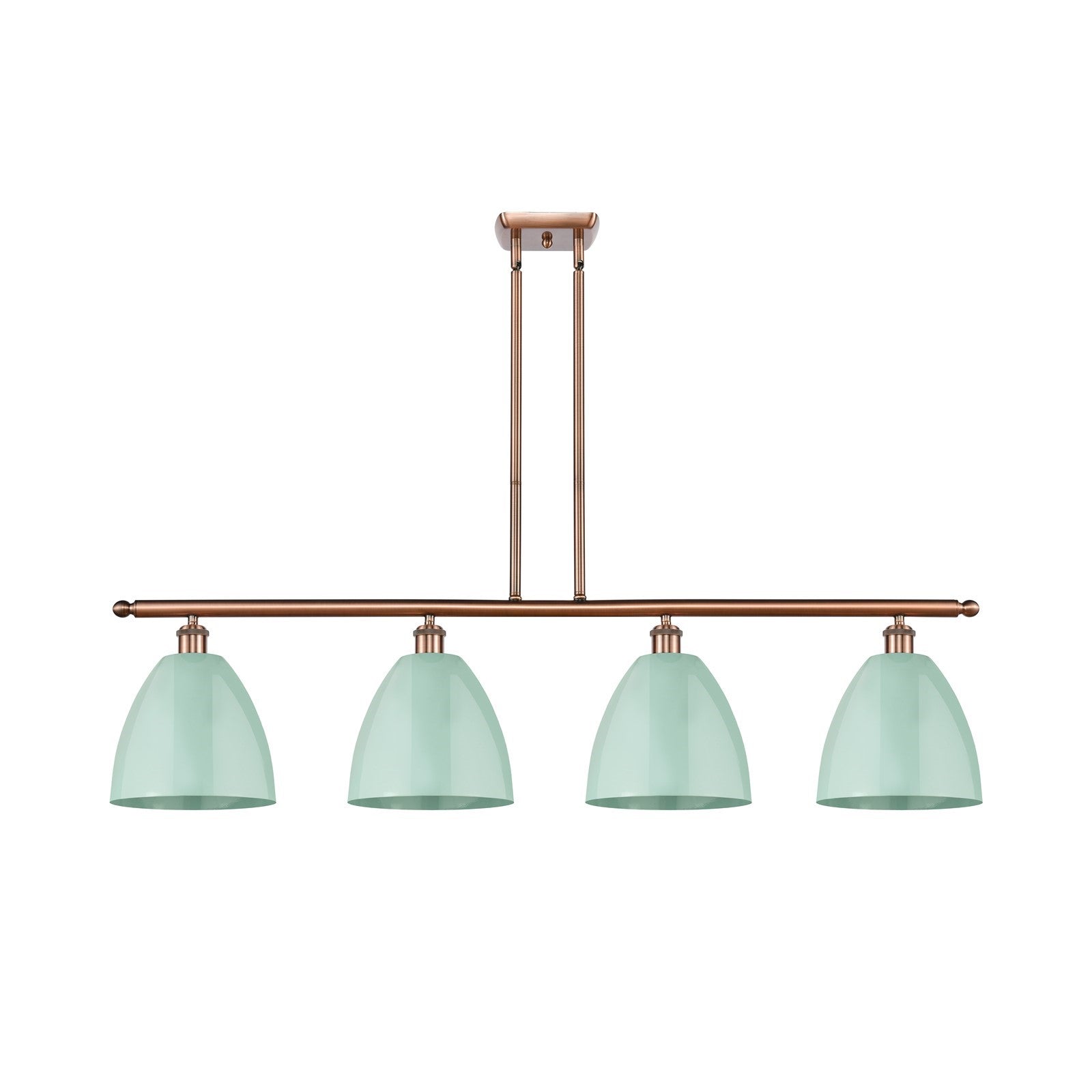 Innovations Plymouth 48in 4-Light Island Light | Industrial Antique Copper and Matte Seafoam Metal | Kitchen Island & Dining | Model 516-4I-AC-MBD-9-SF