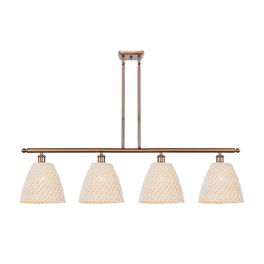Innovations Bristol Natural 48in 4-Light Island Light | Farmhouse Antique Copper and Natural Fiber Dome Shade | Kitchen Island | Model 516-4I-AC-NBD-9-NAT