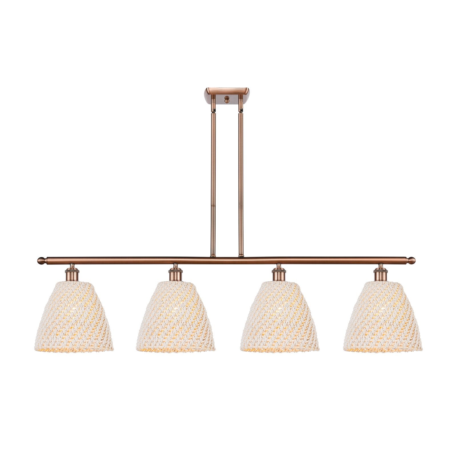 Innovations Bristol Natural 48in 4-Light Island Light | Farmhouse Antique Copper and Natural Fiber Dome Shade | Kitchen Island | Model 516-4I-AC-NBD-9-NAT