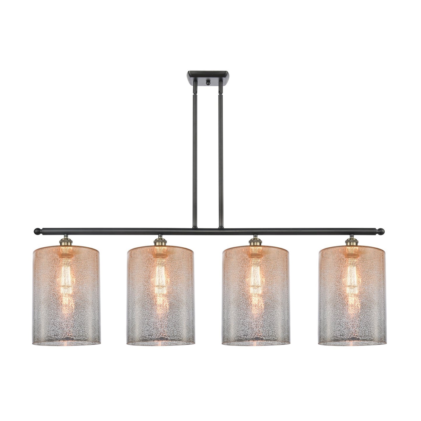 Innovations Cobbleskill 48in 4-Light Island Light | Industrial Black Antique Brass and Mercury Glass | Kitchen Island & Dining | Model 516-4I-BAB-G116-L