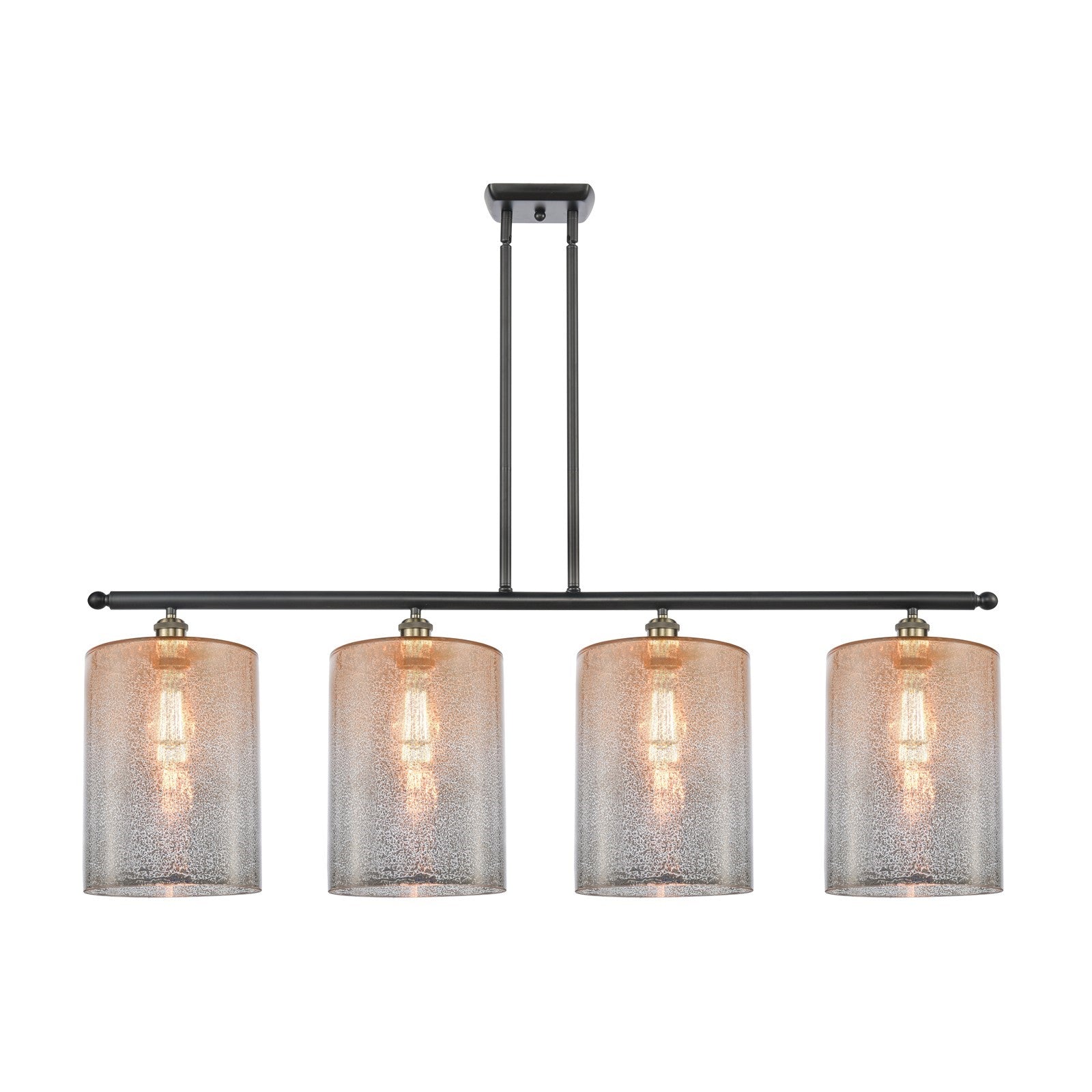 Innovations Cobbleskill 48in 4-Light Island Light | Industrial Black Antique Brass and Mercury Glass | Kitchen Island & Dining | Model 516-4I-BAB-G116-L