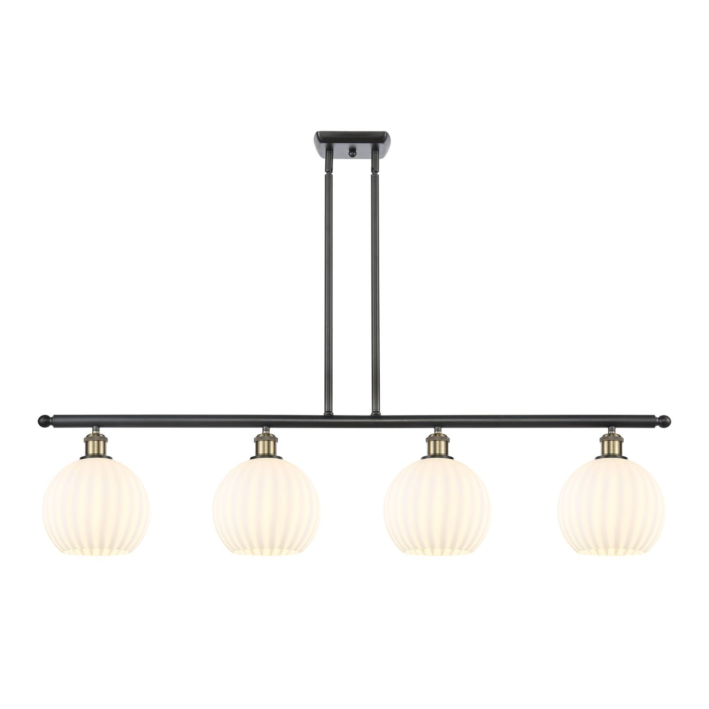 Innovations Lighting Ballston 48in 4-Light Island Light | Industrial Black Antique Brass and White Venetian Glass | Kitchen | Model 516-4I-BAB-G1217-8WV