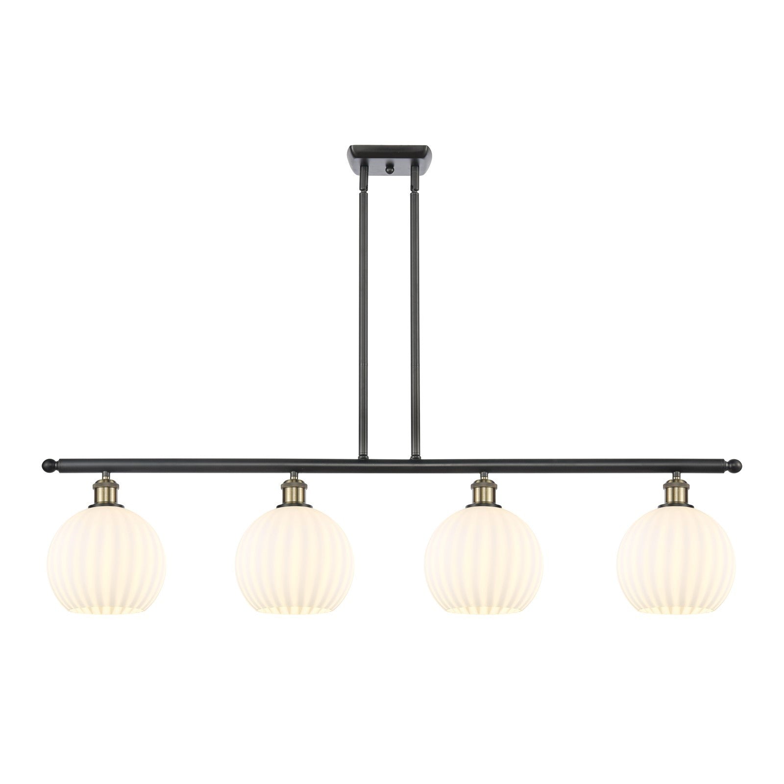 Innovations Lighting Ballston 48in 4-Light Island Light | Industrial Black Antique Brass and White Venetian Glass | Kitchen | Model 516-4I-BAB-G1217-8WV