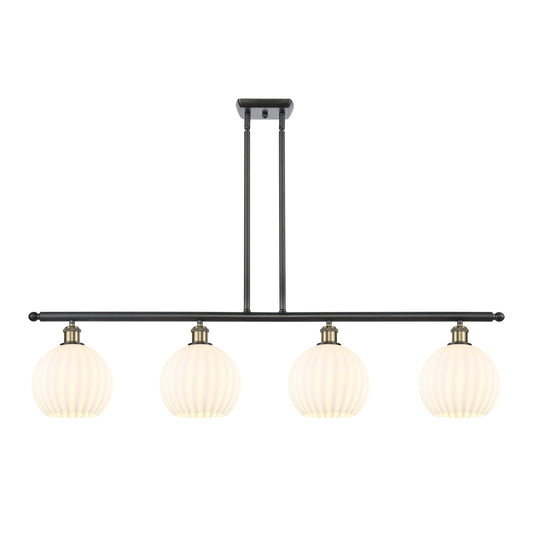 Innovations Lighting Ballston 48in 4-Light Island Light | Industrial Black Antique Brass and White Venetian Glass | Kitchen | Model 516-4I-BAB-G1217-8WV