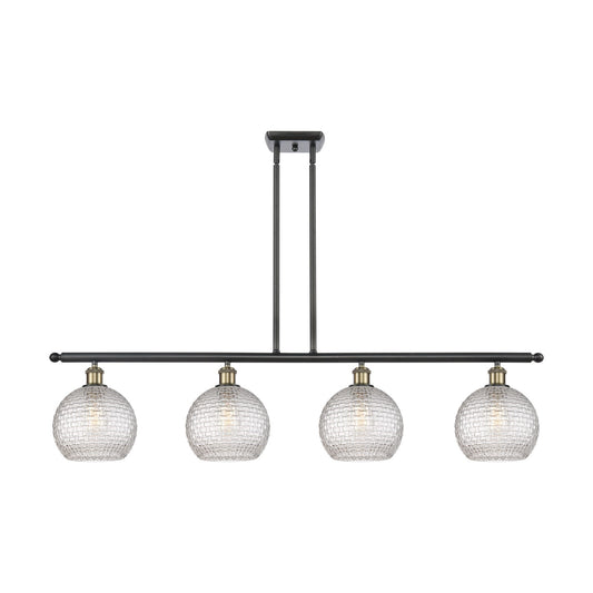 Innovations Athens 48in 4-Light Island Light | Modern Farmhouse Black Antique Brass Steel and Clear Basket Weave Glass | Model 516-4I-BAB-G122C-8CL