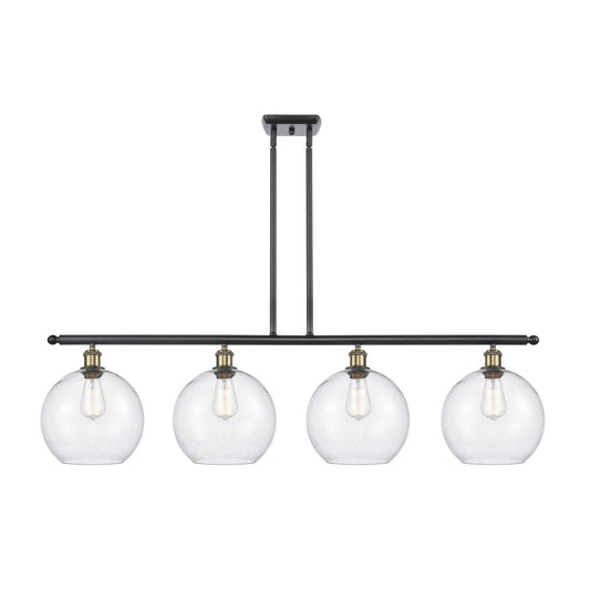 Innovations Athens 48in 4-Light Island Light | Industrial Black Antique Brass Steel and Seedy Glass | Kitchen Island | 48.25 x | Model 516-4I-BAB-G124-10