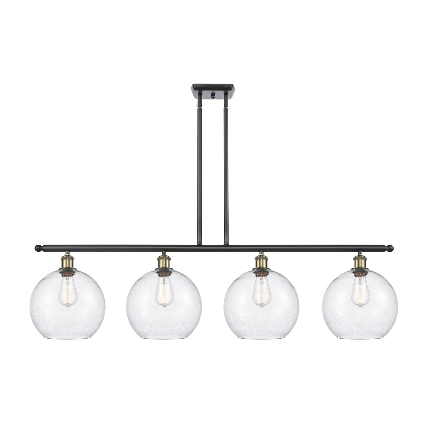 Innovations Athens 48in 4-Light Island Light | Industrial Black Antique Brass Steel and Seedy Glass | Kitchen Island | 48.25 x | Model 516-4I-BAB-G124-10