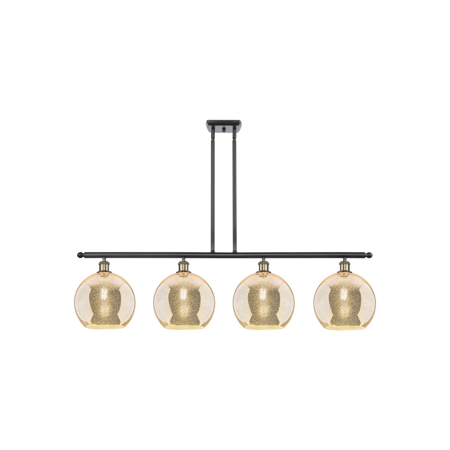 Innovations Athens 48in 4-Light Island Light | Industrial Black Antique Brass Steel and Mercury Glass | Kitchen Island & Dining | Model 516-4I-BAB-G128-10