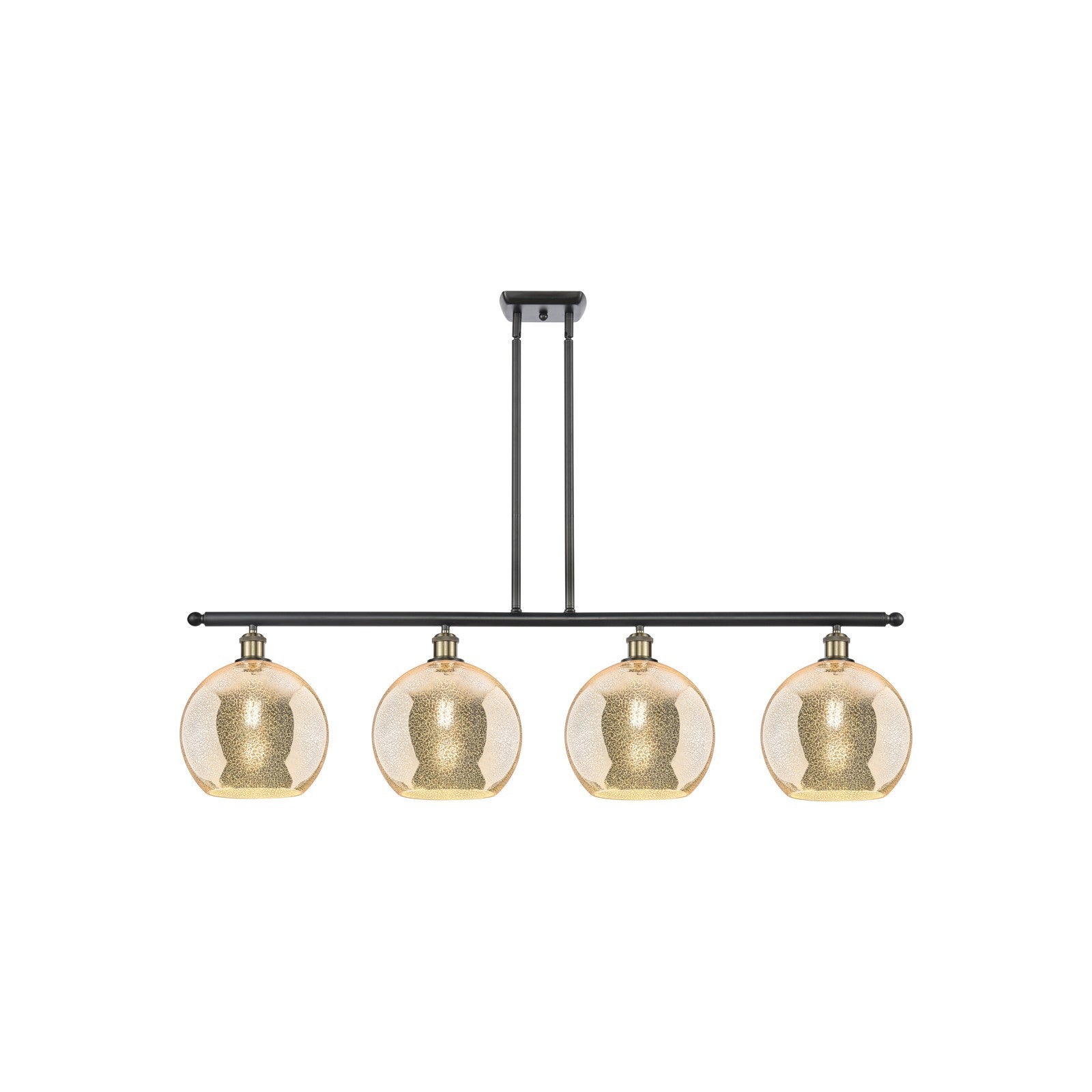 Innovations Athens 48in 4-Light Island Light | Industrial Black Antique Brass Steel and Mercury Glass | Kitchen Island & Dining | Model 516-4I-BAB-G128-10